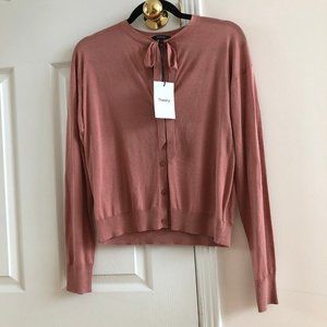 BNW Theory Blush Pink Silk Cardigan Tie V Neck